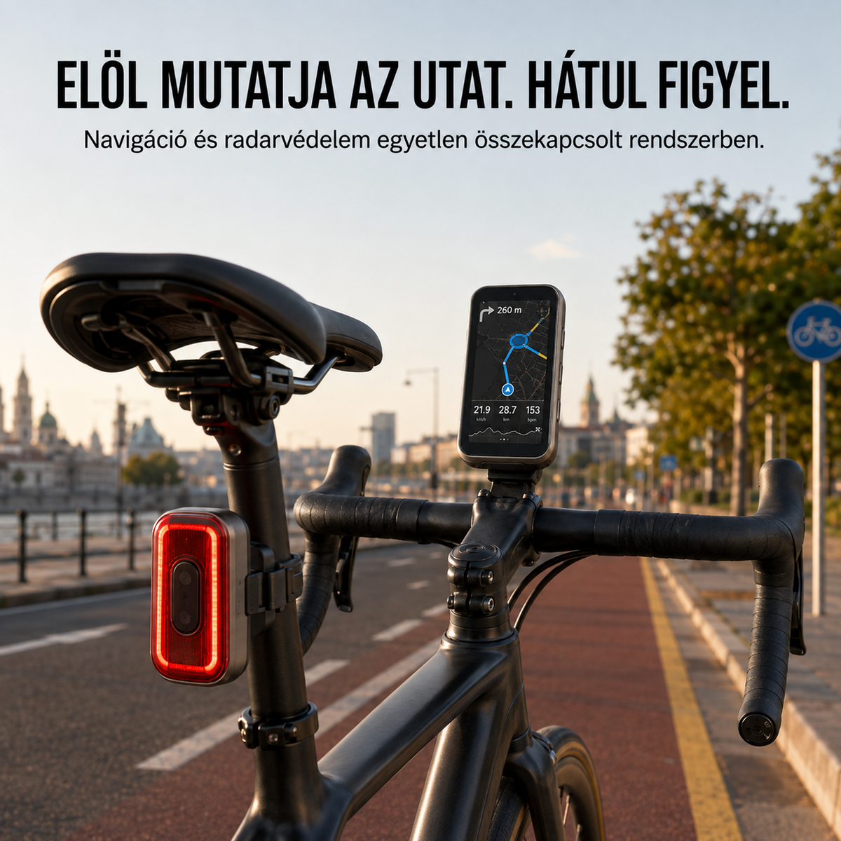 tesyo N4R okos kerékpáros GPS navigáció radaros hátsó lámpával