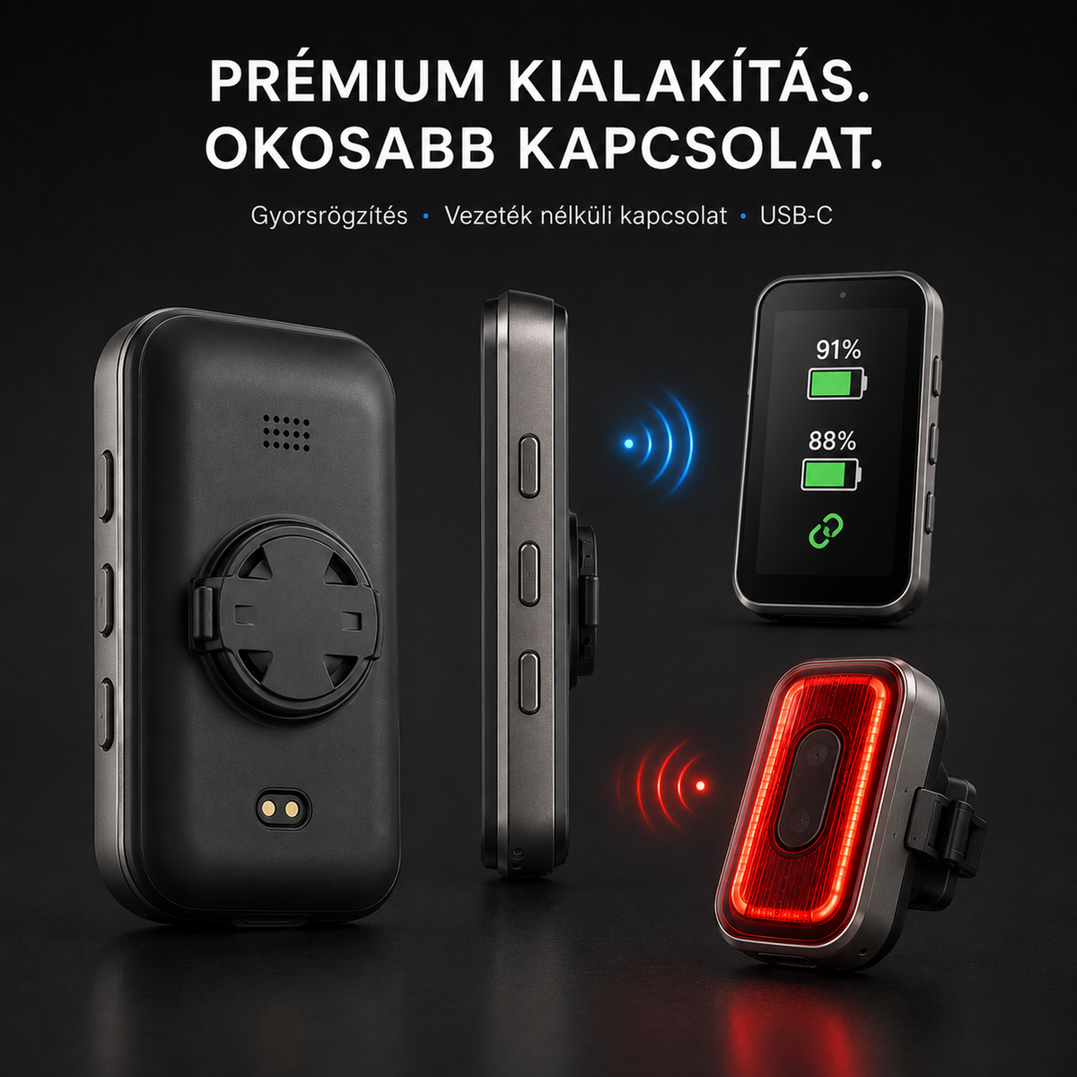 tesyo N4R okos kerékpáros GPS navigáció radaros hátsó lámpával